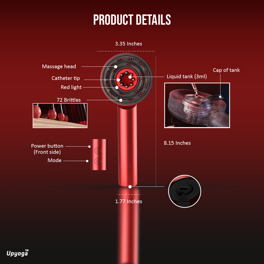 Upyoga Trilogy Red Light Therapy Hair Scalp Massager & Oil Applicator Hair Rejuvenation Device | 1 Year Warranty