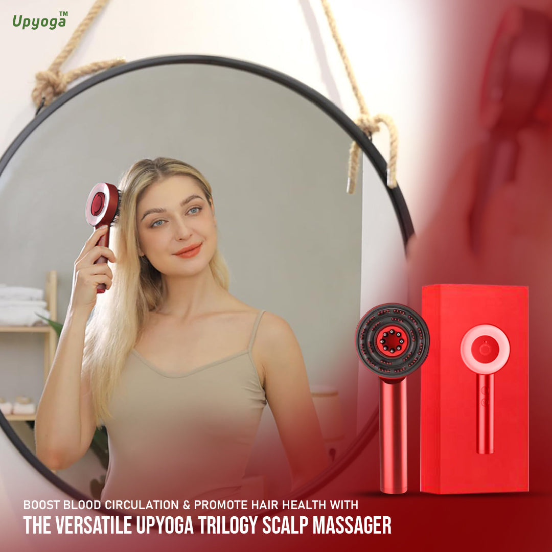 Upyoga Trilogy Red Light Therapy Hair Scalp Massager & Oil Applicator Hair Rejuvenation Device | 1 Year Warranty