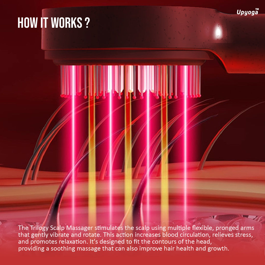 Upyoga Trilogy Red Light Therapy Hair Scalp Massager & Oil Applicator Hair Rejuvenation Device | 1 Year Warranty