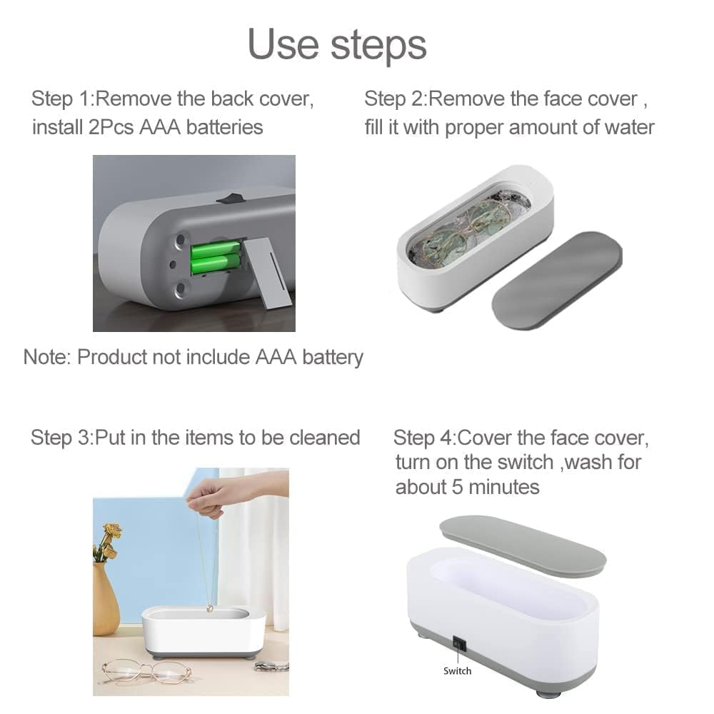 Ultrasonic Mini Household Cleaning Machine for Jewellery, Eyeglasses, Rings,Coins