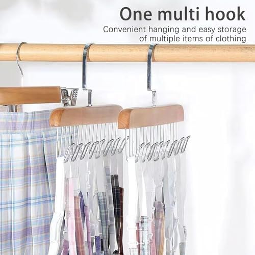 2pcs Wooden Hangers with 8 Hooks Adjustable