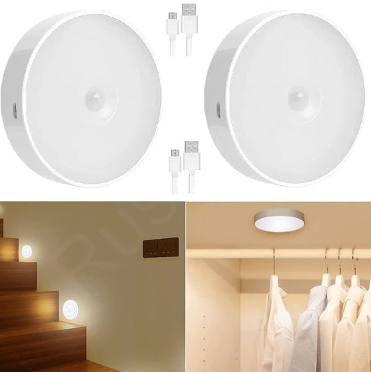 2pcs Motion Sensor Light for Home with USB Charging Wireless Self Adhesive LED Nightlight