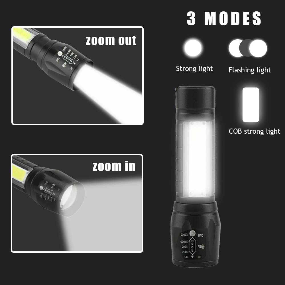 Rechargeable Led USB Mini Torch Light with COB Side Lantern (BUY 1 GET 1 FREE)