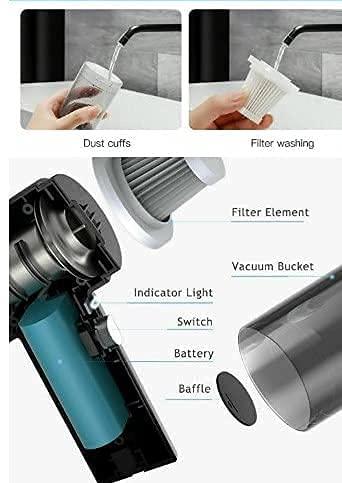 Vacuum Cleaner 2 in1  Handheld Wireless Car Dual-use Portable USB Rechargeable (Black)