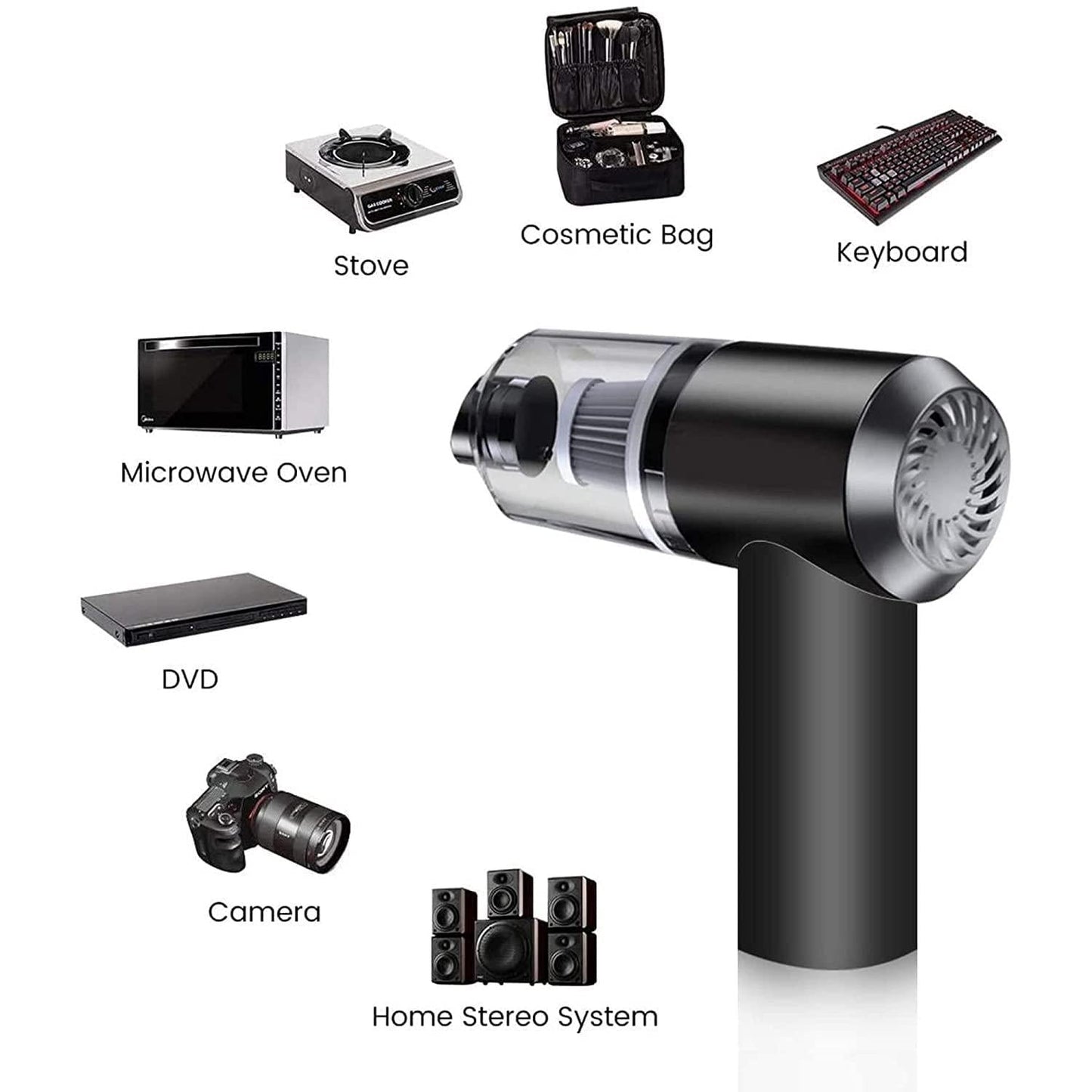Vacuum Cleaner 2 in1  Handheld Wireless Car Dual-use Portable USB Rechargeable (Black)