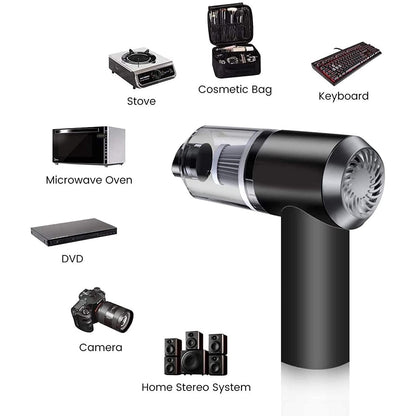 Vacuum Cleaner 2 in1  Handheld Wireless Car Dual-use Portable USB Rechargeable (Black)