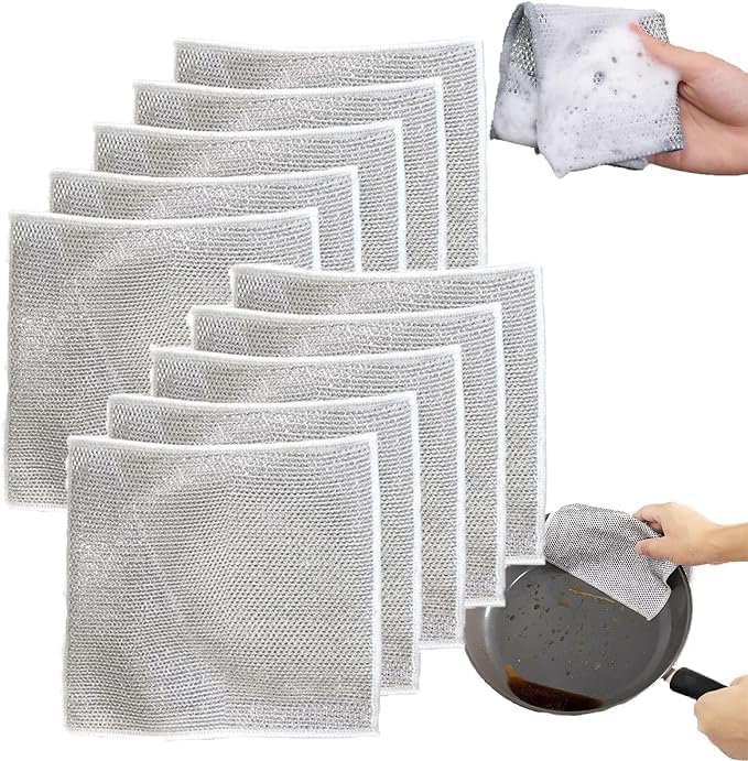 Pack of 20 Multipurpose Wire Dishwashing Rags for Wet and Dry Stainless Steel Scrubber Non-Scratch Wire Dishcloth for Washing Dishes Sinks Counters