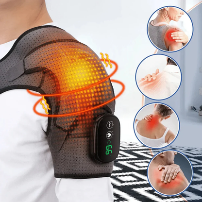 Rechargeable Electric Shoulder Massager & Heating Belt – Vibration Therapy, Hot Compress for Shoulder, Elbow & Knee Pain Relief