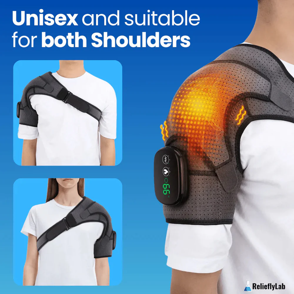 Rechargeable Electric Shoulder Massager & Heating Belt – Vibration Therapy, Hot Compress for Shoulder, Elbow & Knee Pain Relief